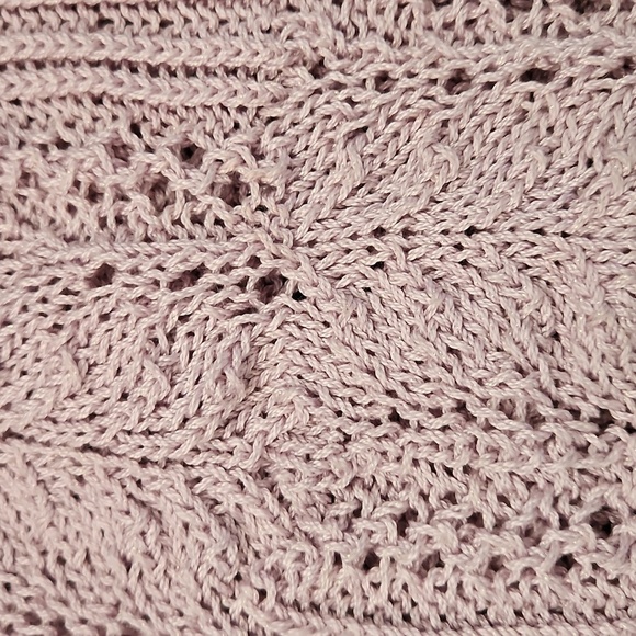 Vintage Sz Small Hand Woven Lavender  Short Sleeve Intricate Knit Top Crew Neck - Picture 2 of 8
